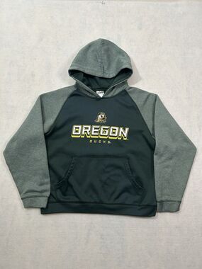 Oregon Ducks Youth Large Pro Edge Hoodie 12/14 Green Pullover Sweatshirt Kids